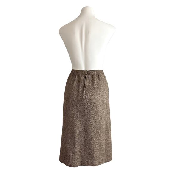 Evan Picone Skirt Vintage Pure Virgin Wool Authentic Herringbone 60s Size XS - Picture 2 of 12
